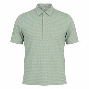 Criquet Polo Shirt Mens Large Green Leaf Print Golf Performance Stretch Jersey
